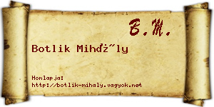 Botlik Mihály névjegykártya